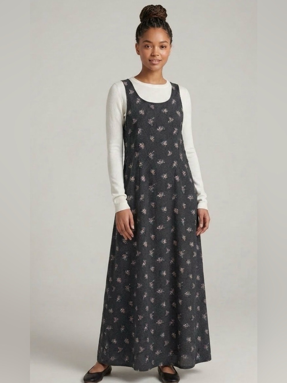 Vintage Notations Black Floral Polka Dot Dress